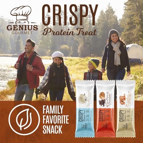 Genius Gourmet Crispy Protein Treat, Salted Caramel, Keto Snack, Low Carb, Low Sugar & Gluten Free, Protein Snacks for Adults, 10G of Whey Protein per Protein Bar, 5 Net Carbs, On The Go Snack, 10 CT - görsel 2