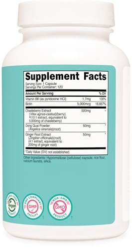 Nutricost Chasteberry Extract Supplement for Women 120 Capsules for 120 Servings - Vitex Extract with Dong Quai & Ginger Root, Vegan