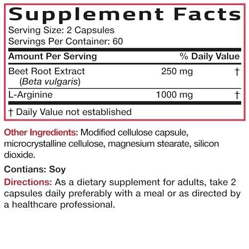 Bronson Beet Root + L-Arginine Nitric Oxide Production- Non-GMO, 120 Vegetarian Capsules - görsel 7