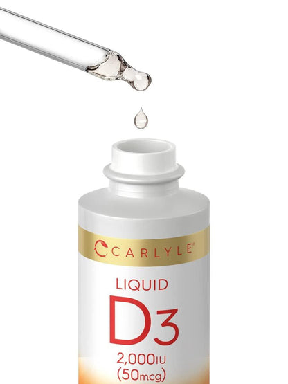 Carlyle Vitamin D3 Liquid Drops | 2000 IU (50 mcg) | 2 fl oz | Vitamin D Supplement for Adults | Vegetarian, Non-GMO, and Gluten Free Formula