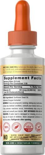 Carlyle Vitamin D3 Liquid Drops | 2000 IU (50 mcg) | 2 fl oz | Vitamin D Supplement for Adults | Vegetarian, Non-GMO, and Gluten Free Formula - görsel 4