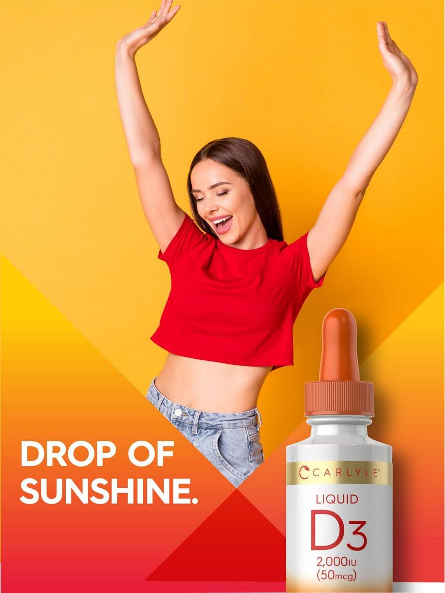 Carlyle Vitamin D3 Liquid Drops | 2000 IU (50 mcg) | 2 fl oz | Vitamin D Supplement for Adults | Vegetarian, Non-GMO, and Gluten Free Formula - görsel 11