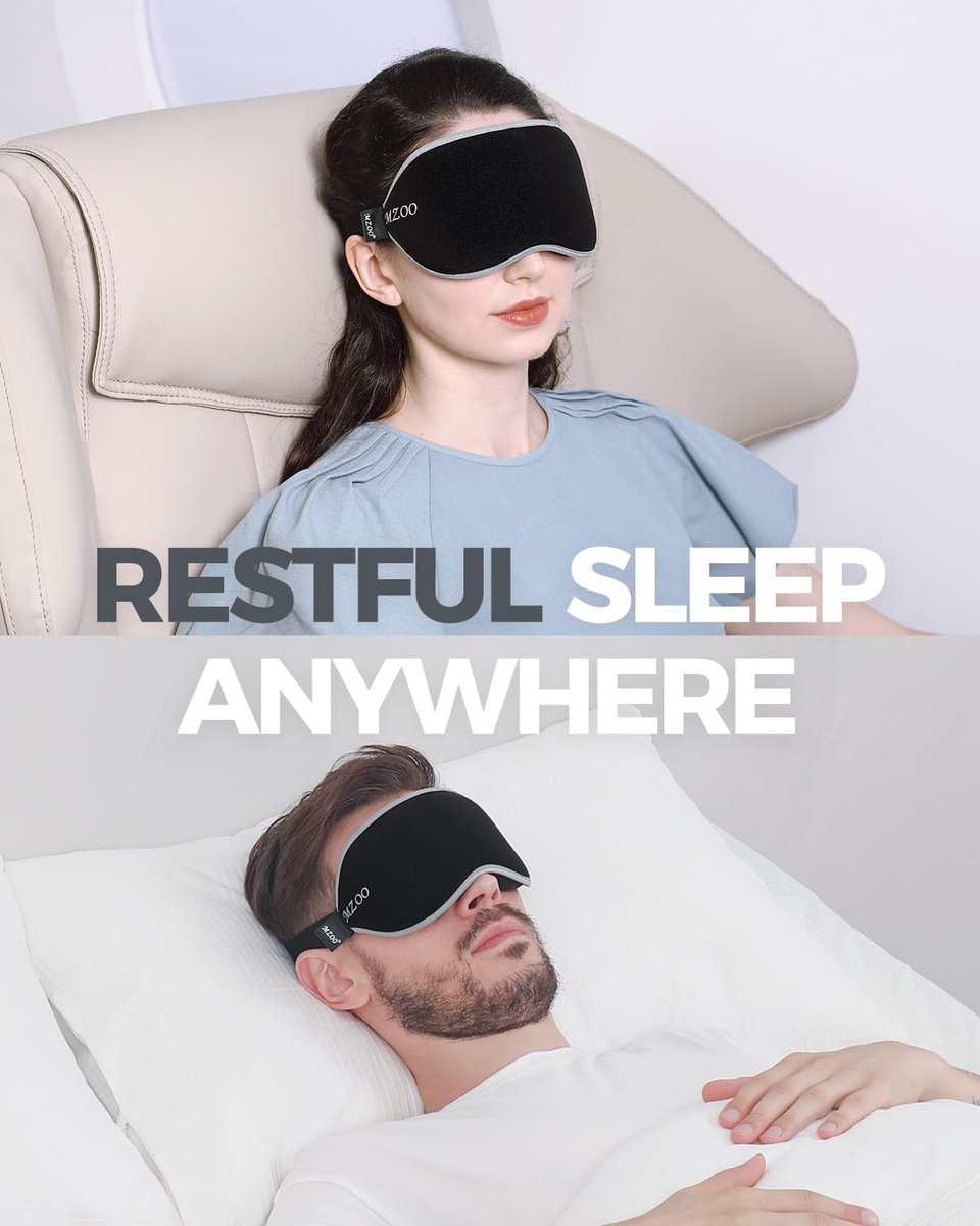 MZOO Luxury Sleep Mask for Back, Side Sleeper, Complete Light Blocking Sleeping Eye Mask Night Blindfold, 3D Zero Pressure & Spacious for Lash Extensions, Breathable Soft Eye Cover Flight Nap Travel - görsel 10