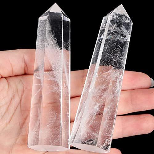 LAIDANLA Clear Quartz Healing Crystals Wands 3.5-4" Polishing Natural Reiki Energy Wand Stone Hexagonal Point Large Crystal Gemstones for Meditation Therapy Crystal Grid Decoration 1Pcs - görsel 6