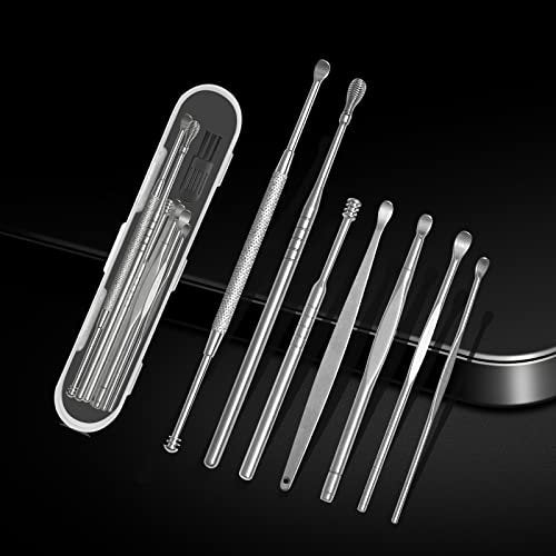 8 Pcs Ear Wax Removal Kit, Professional Double-Headed Ear Pick Earwax Removal Tools, 316L Stainless Steel Ear Cleaner Curette with Cleaning Brush and Storage Box, Suit for Kid Adult (Silver) - görsel 13