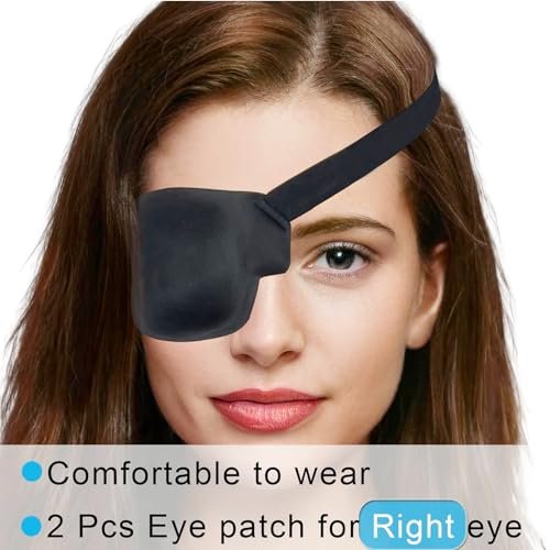 Vandorla Eye Patches for Adults and Kids, 2 Pcs 3D Eye Patch Black Adjustable Medical Eyepatch for Lazy Eye Amblyopia Strabismus and After Surgery (Right Eye) - görsel 1