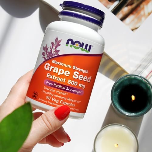 Now Supplements, Grape Seed Extract, Maximum Strength 500 mg (a Highly Concentrated Extract with a Minimum of 90% Polyphenols), 90 Veg Capsules - görsel 14