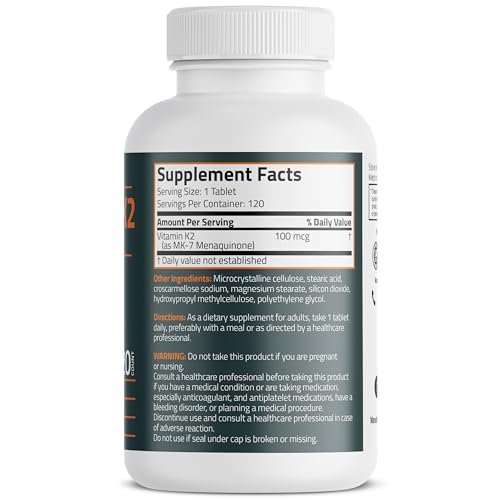 Bronson Vitamin K2 MK-7 100 MCG, K2 as MK7 Menaquinone, Bone Support Non-GMO, 120 Tablets - görsel 4