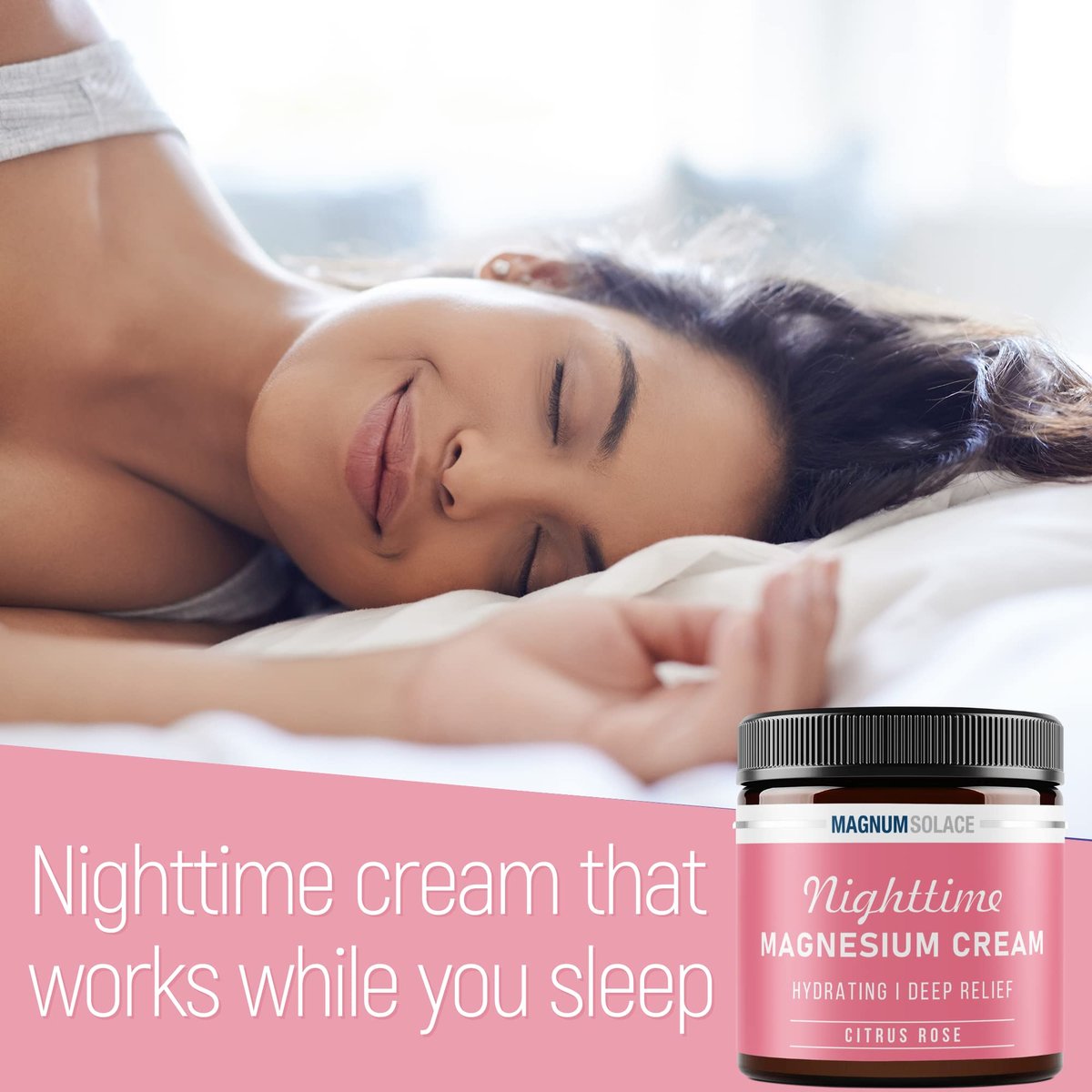 Magnum Solace Magnesium Lotion – Nighttime Magnesium Cream – Apply to Leg Muscles, Arms or Chest – Topical Magnesium Chloride – USA Made and Safe for Kids (Citrus Rose) 4 Fl Oz (Pack of 1) - görsel 5
