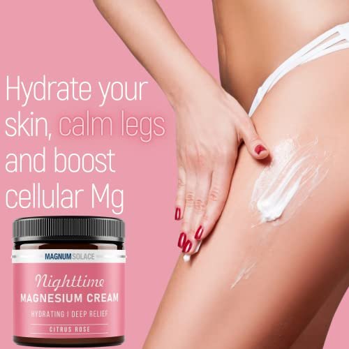 Magnum Solace Magnesium Lotion – Nighttime Magnesium Cream – Apply to Leg Muscles, Arms or Chest – Topical Magnesium Chloride – USA Made and Safe for Kids (Citrus Rose) 4 Fl Oz (Pack of 1) - görsel 8