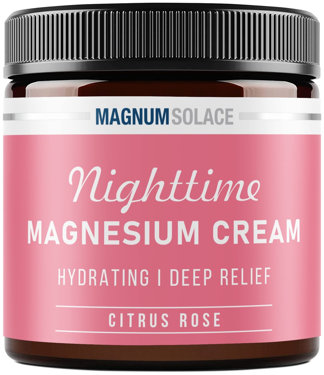 Magnum Solace Magnesium Lotion – Nighttime Magnesium Cream – Apply to Leg Muscles, Arms or Chest – Topical Magnesium Chloride – USA Made and Safe for Kids (Citrus Rose) 4 Fl Oz (Pack of 1) - görsel 1