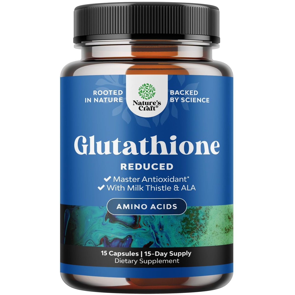 Reduced Glutathione Supplement with Milk Thistle - 500 mg per Serving Pure L Glutathione with Alpha Lipoic Acid & Milk Thistle Silymarin for Skin Radiance, Liver Support & Immune Support - 15 Count - görsel 2