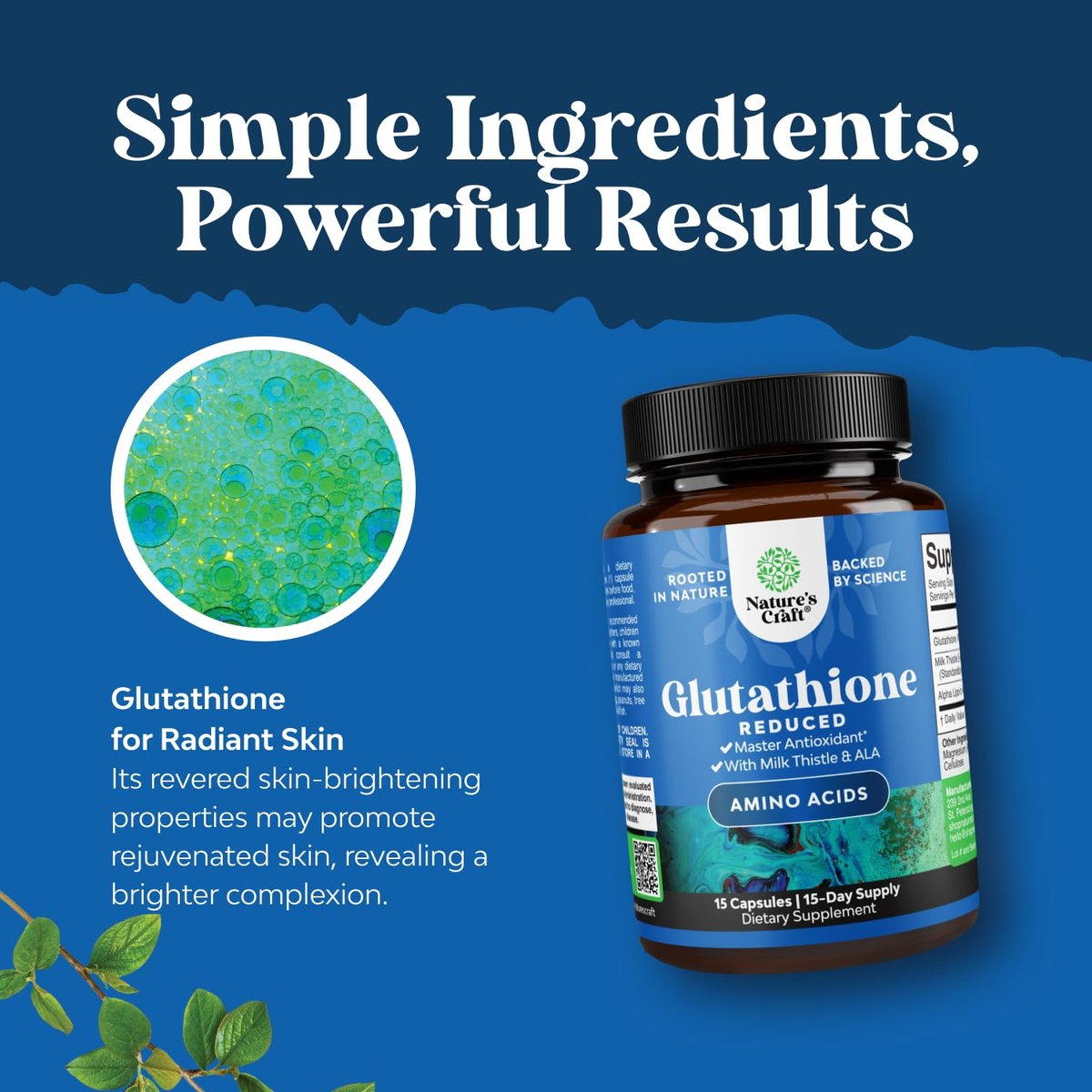 Reduced Glutathione Supplement with Milk Thistle - 500 mg per Serving Pure L Glutathione with Alpha Lipoic Acid & Milk Thistle Silymarin for Skin Radiance, Liver Support & Immune Support - 15 Count - görsel 8