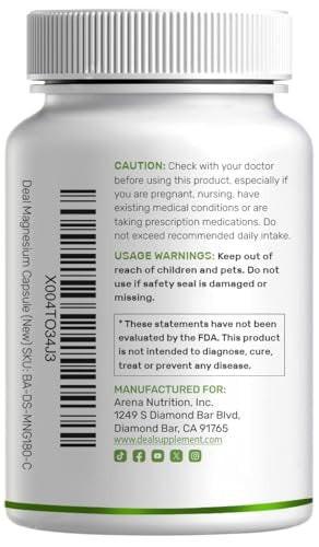 Deal Supplement Magnesium Glycinate 500mg, 240 Veggie Capsules | 100% Chelated for Easy Absorption | Essential Mineral Supplement | Non-GMO, Gluten-Free