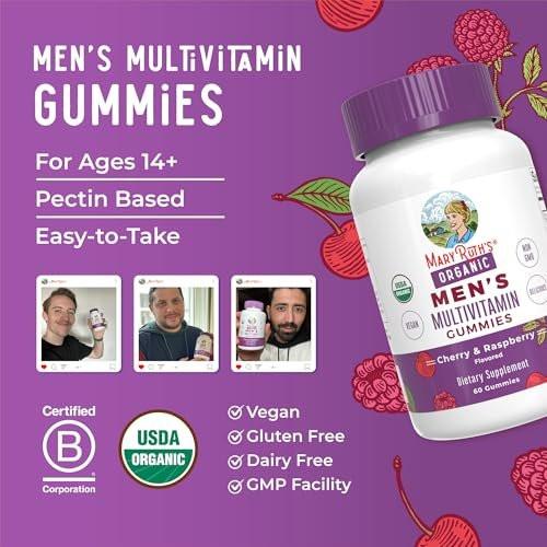 MaryRuth Organics Men's Vitamin Gummy | USDA Organic | Vegan Daily Multivitamin for Immune Support | Non-GMO | Gluten Free | 60 Count - görsel 11