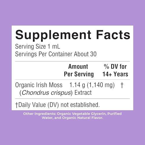 MARYRUTH'S Organic Irish Sea Moss Liquid Drops | Chondrus Crispus | Wild Harvested | Organic Irish Moss Formulated for Adults & Kids Ages 14+ | Unflavored | Sugar Free | Vegan | Non-GMO | 1 Fl Oz - görsel 10