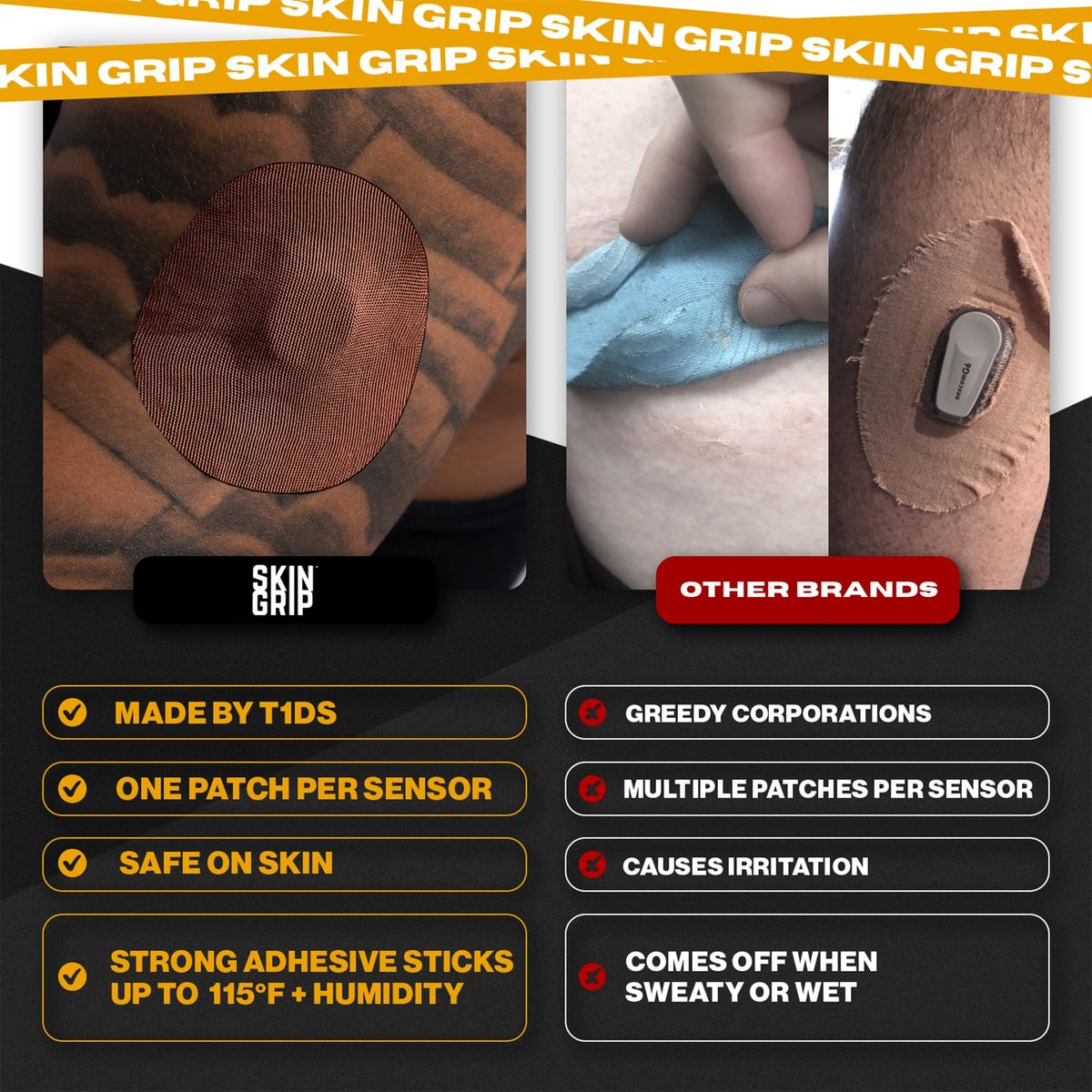Skin Grip Adhesive Patches Compatible with – Discreet Color: The chocolate hue blends with various skin tones, – Image 6