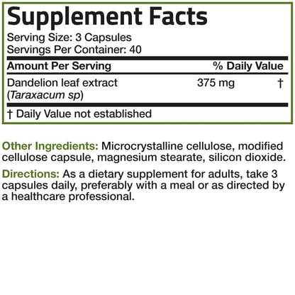 Bronson Dandelion Extract High Potency Supplement, Supports Overall Good Health & Well-Being, Traditional Diuretic Herb - Non-GMO, 120 Vegetarian Capsules