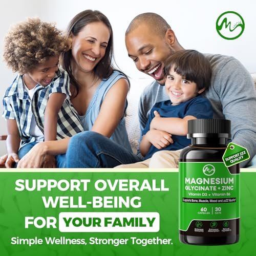 (2 Pack) Magnesium Glycinate Capsules, Magnesium Supplement with Zinc, Vitamin D3 & B6 - Highly Bioavailable and Absorption - Bone, Heart, Joint, Immune Support, 120 Vegan Capsules - görsel 15