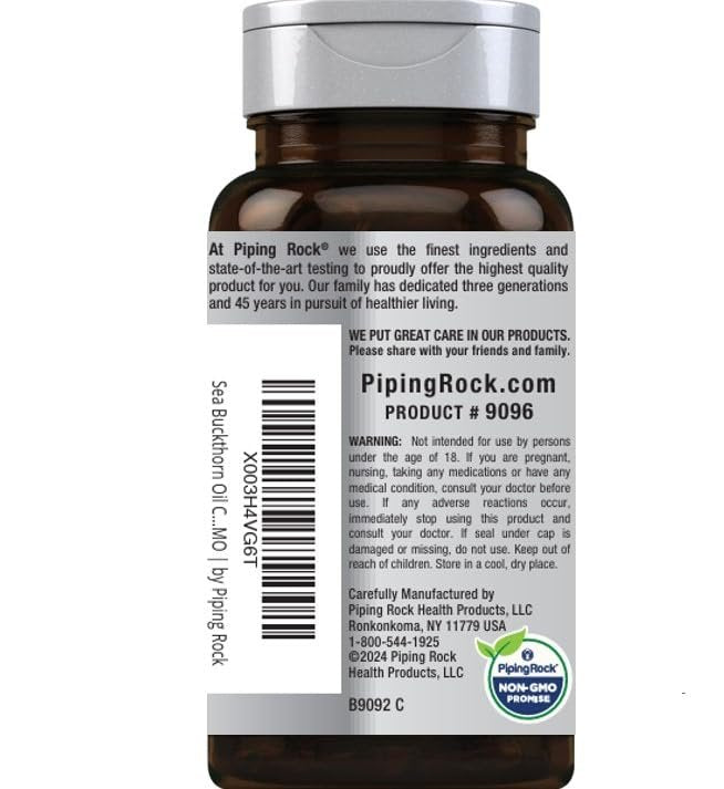 Piping Rock Sea Buckthorn Oil Capsules | 90 Softgels | Sea Buckthorn Berry Extract | with Omega-7 | Gluten Free, Non-GMO - görsel 14