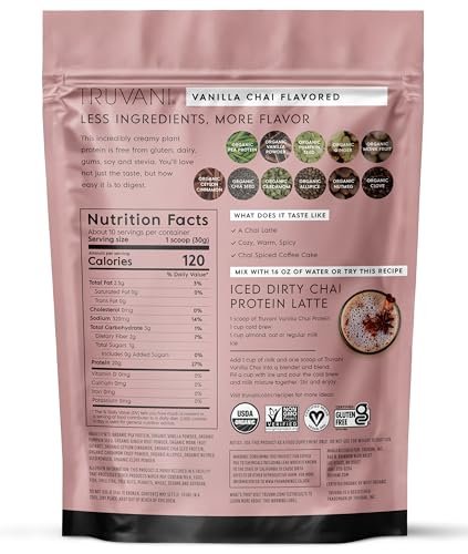 Truvani Vegan Pea Protein Powder | Vanilla Chai | 20g Organic Plant Based Protein | 10 Servings | Keto | Gluten & Dairy Free | Low Carb | No Added Sugar - görsel 8