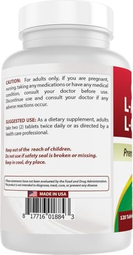 Best Naturals L-Arginine L-Ornithine - 1000mg per Serving - 120 Tablets - Non-GMO & Gluten Free - görsel 2