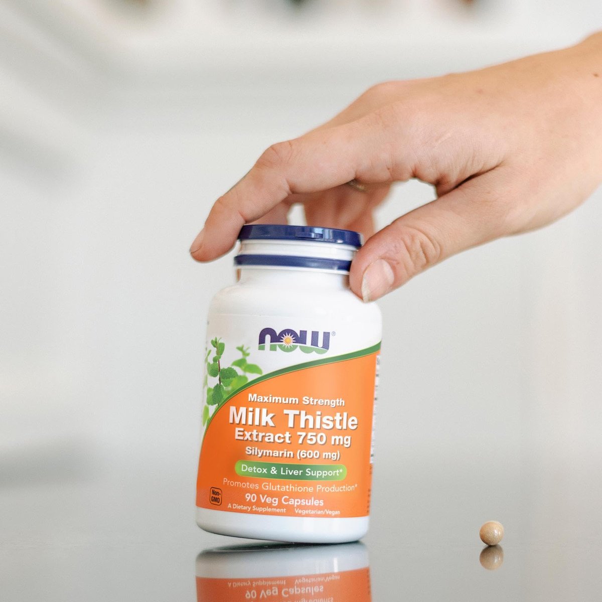 Now Foods Milk Thistle Extract 750 mg Silymarin (600 mg), Maximum Strength - 90 Veg Capsules - görsel 3