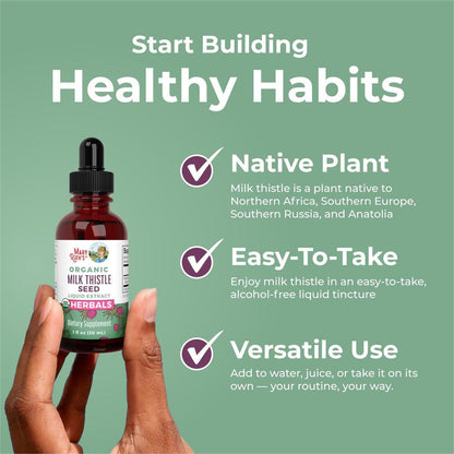 MARYRUTH'S Organic Milk Thistle Seed Liquid Extract Drops, 1 fl oz | 1,190 mg Milk Thistle Seed | Silybum marianum | Alcohol-Free | Vegan | USDA Organic | Non-GMO