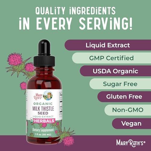 MARYRUTH'S Organic Milk Thistle Seed Liquid Extract Drops, 1 fl oz | 1,190 mg Milk Thistle Seed | Silybum marianum | Alcohol-Free | Vegan | USDA Organic | Non-GMO - görsel 14