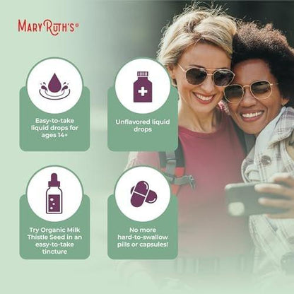 MARYRUTH'S Organic Milk Thistle Seed Liquid Extract Drops, 1 fl oz | 1,190 mg Milk Thistle Seed | Silybum marianum | Alcohol-Free | Vegan | USDA Organic | Non-GMO