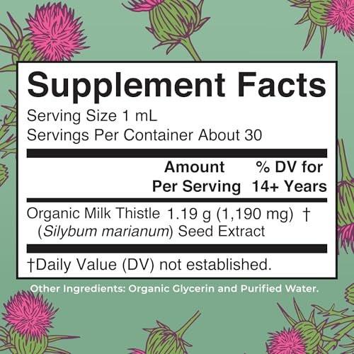 MARYRUTH'S Organic Milk Thistle Seed Liquid Extract Drops, 1 fl oz | 1,190 mg Milk Thistle Seed | Silybum marianum | Alcohol-Free | Vegan | USDA Organic | Non-GMO - görsel 4