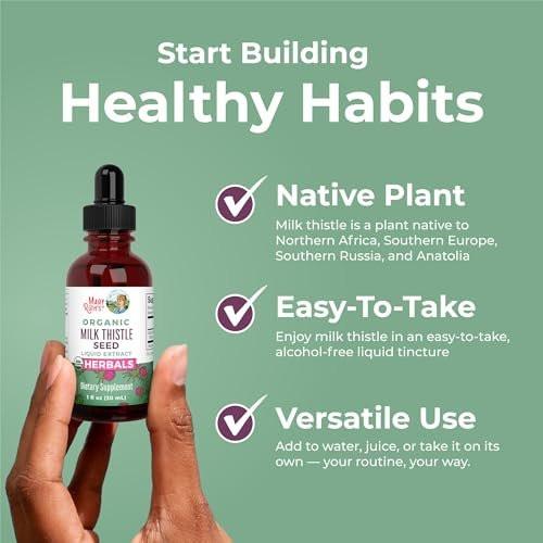 MARYRUTH'S Organic Milk Thistle Seed Liquid Extract Drops, 1 fl oz | 1,190 mg Milk Thistle Seed | Silybum marianum | Alcohol-Free | Vegan | USDA Organic | Non-GMO - görsel 16