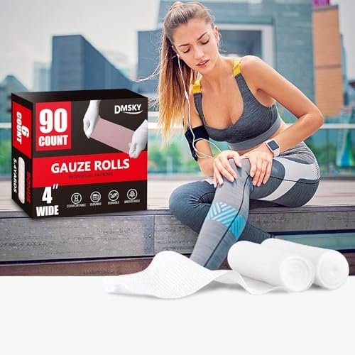 DMSKY Gauze Rolls 90 Pack, 4 in x 4.1 Yards, – Generous Size: Each roll is 4 inches by 4.1 yards (4.1 yards = 12.3 – Image 2