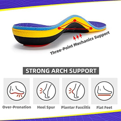 VALSOLE Heavy Duty Support Pain Relief Orthotics - 220+ lbs Plantar Fasciitis High Arch Support Insoles for Men Women, Flat Feet Insert, Work Boot Shoe Insole, Absorb Shock with Every Step