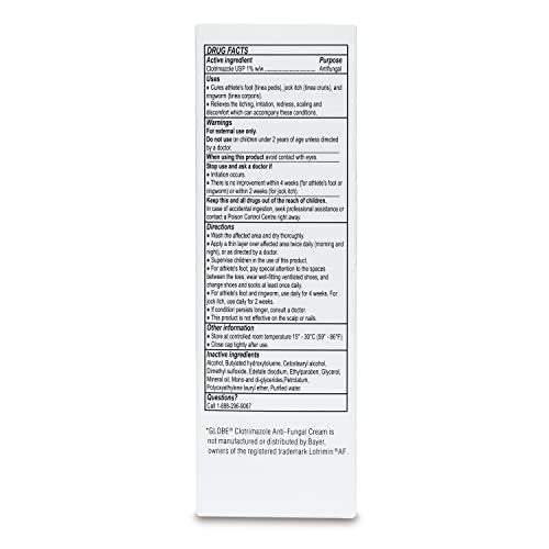 Globe Clotrimazole Antifungal Cream 1% USP, 4 oz - Antifungal Treatment for Athlete's Foot, Jock Itch, Ringworm - görsel 8