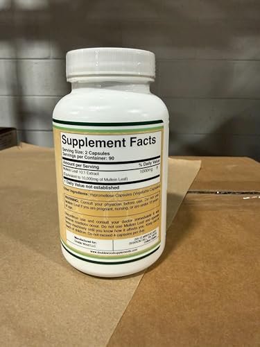 Double Wood Supplements Mullein Leaf Capsules, 180 Vegan Capsules with No Fillers, Supports Lung & Respiratory Health - görsel 11