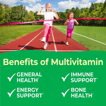 Kids Multivitamin with Iron & Minerals Chewable Tablets - Mixed Fruit Flavor - Vegetarian, GMO-Free, Nut Free - Dietary Supplement - Digestive Support for Children - 120 Chewables