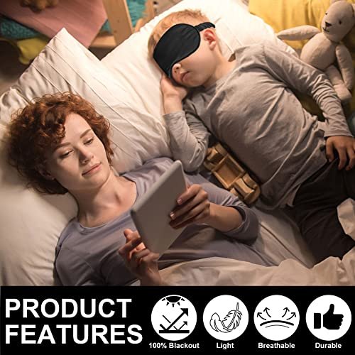 2Pack Silk Sleep Mask, Eye Mask for Sleeping, Elastic Blackout Eye Mask & Blindfold for Full Night's Sleep, Travel and Nap (Black) - görsel 12