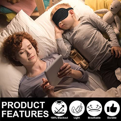 2Pack Silk Sleep Mask, Eye Mask for Sleeping, Elastic Blackout Eye Mask & Blindfold for Full Night's Sleep, Travel and Nap (Black)