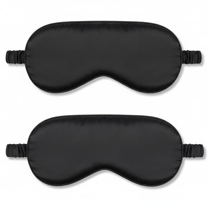 2Pack Silk Sleep Mask, Eye Mask for Sleeping, Elastic Blackout Eye Mask & Blindfold for Full Night's Sleep, Travel and Nap (Black)