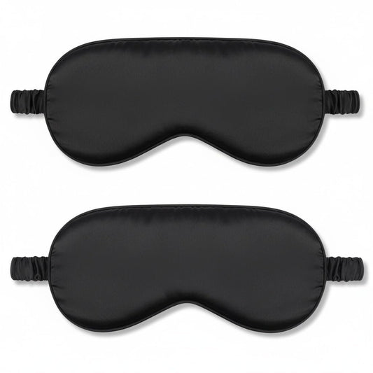 2Pack Silk Sleep Mask, Eye Mask for Sleeping, Elastic Blackout Eye Mask & Blindfold for Full Night's Sleep, Travel and Nap (Black)