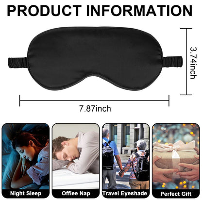 2Pack Silk Sleep Mask, Eye Mask for Sleeping, Elastic Blackout Eye Mask & Blindfold for Full Night's Sleep, Travel and Nap (Black)