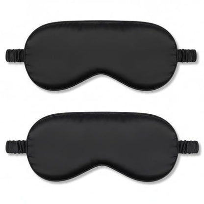 2Pack Silk Sleep Mask, Eye Mask for Sleeping, Elastic Blackout Eye Mask & Blindfold for Full Night's Sleep, Travel and Nap (Black)