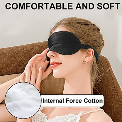2Pack Silk Sleep Mask, Eye Mask for Sleeping, Elastic Blackout Eye Mask & Blindfold for Full Night's Sleep, Travel and Nap (Black)