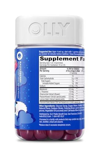 OLLY Extra Strength Sleep Gummy with 5 mg Melatonin, L-Theanine, Chamomile, Lemon Balm, BlackBerry Flavor - 50 Count