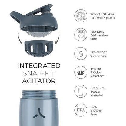 Promixx Pursuit Protein Shaker Bottle (32 oz) – Silent No-Ball Mixer, Leak-Proof Lid, BPA/BPS & Phthalate-Free ECOZEN – Easy-Clean Shaker Cup for Protein Shakes, Pre & Post-Workout Smoothies