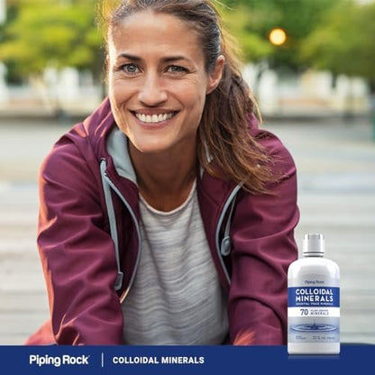 Piping Rock Colloidal Minerals Liquid | 32 fl oz | with 70 Plant-Derived | Essential Trace Supplement | Unflavored | Vegetarian, Non-GMO, Gluten Free