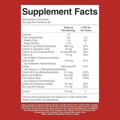 MaryRuth's Multivitamin Gummies for Teens | Vitamin D3, A, C, E, B6, B12, Zinc, Iodine, Biotin | Immunity | Tissue, Vision, & Skin Health | Vegan | Non-GMO | Sugar Free | Gluten Free | 60 Count