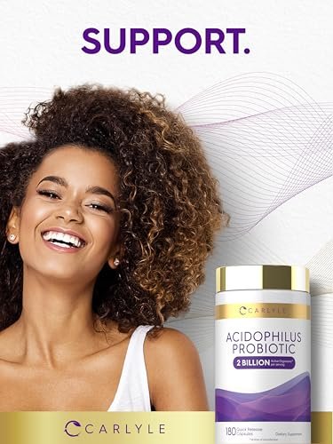Carlyle Acidophilus Probiotic for Women & Men's Digestive Health | 2 Billion CFU | 180 Quick Release Capsules | Non-GMO & Gluten Free - görsel 8
