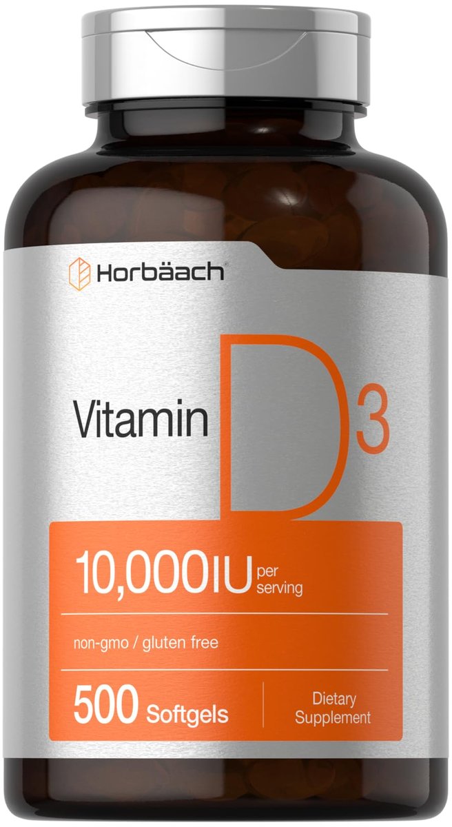Horbäach Vitamin D3 10000 IU | 500 Softgels | Non-GMO, Gluten Free Supplement | Value Size | 250mcg | High Potency Formula - görsel 4
